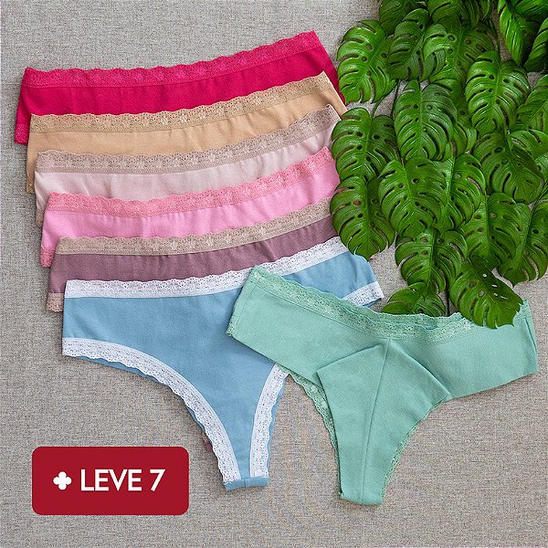 Kit Semaninha 7 Calcinhas De Algodão Fio Duplo Fabi Boreale- Sortida - 82