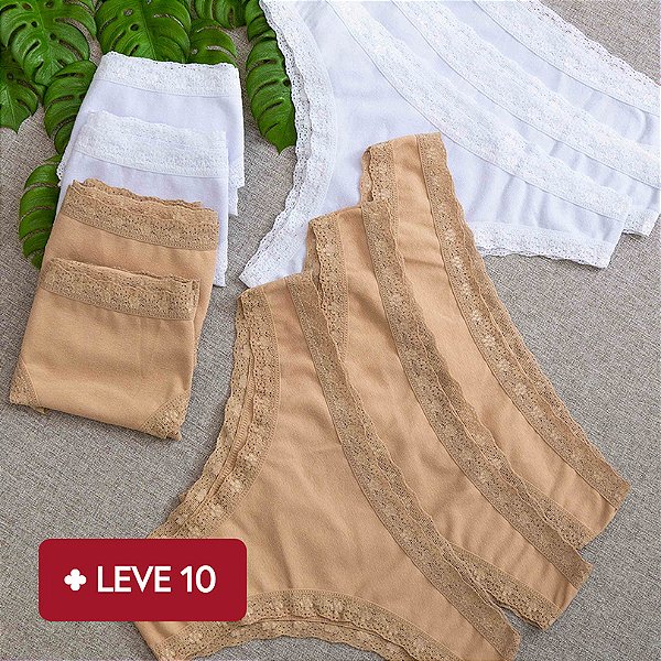 Kit Semaninha 10 Calcinhas De Algodão Tanga Boreale Brancas e Chocolate K10-36BC