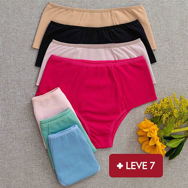 Kit Semaninha Emily 7 Calcinhas De Algodão Tanga Dupla K7-43