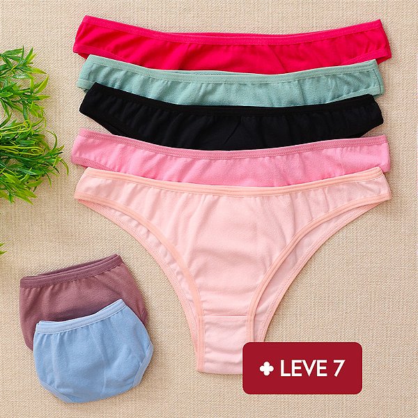 Kit Semaninha 7 Calcinhas de Algodão Tanga Biquini K7-26