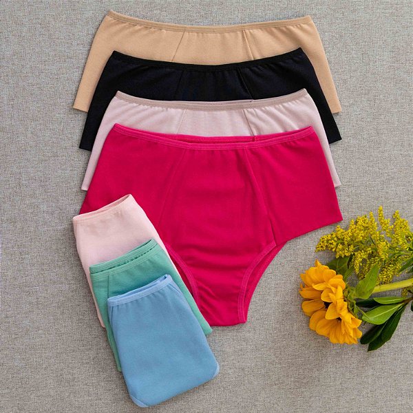 Kit Semaninha Emily Plus 7 Calcinhas De Algodão Tanga Dupla K7-54