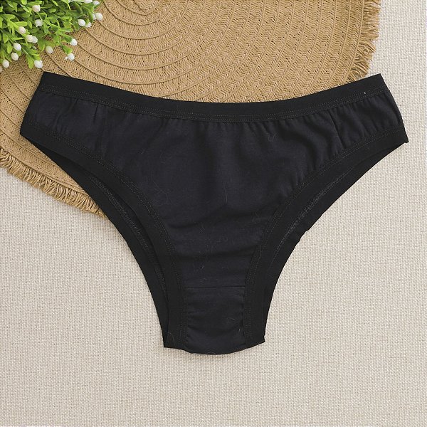 Calcinha de Algodão Tanga Leticia Preto 01-PR