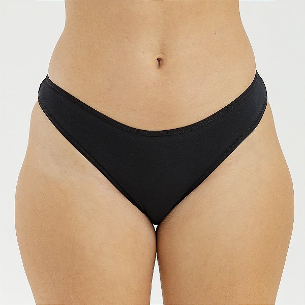 Calcinha de Algodão Tanga Delicatta Preto 02-PR