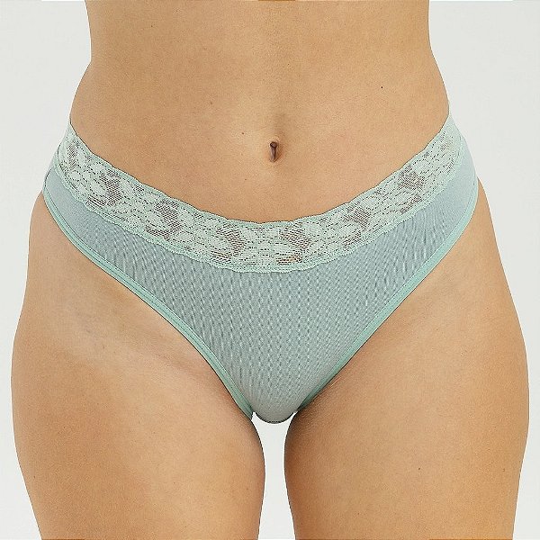 Calcinha de Algodão Tanga Renda Isabela Theos 25-TH
