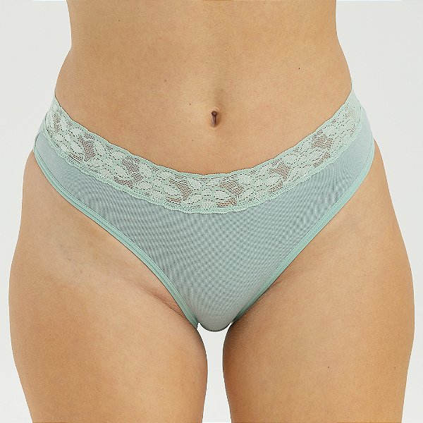 Calcinha de Algodão Tanga Renda Isabela Theos 25TH