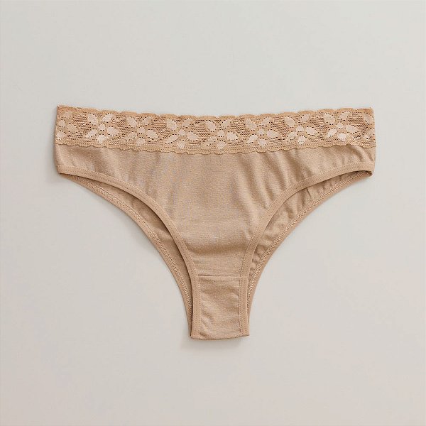 Calcinha de Algodão Tanga Renda Isabela Chocolate 25-CH