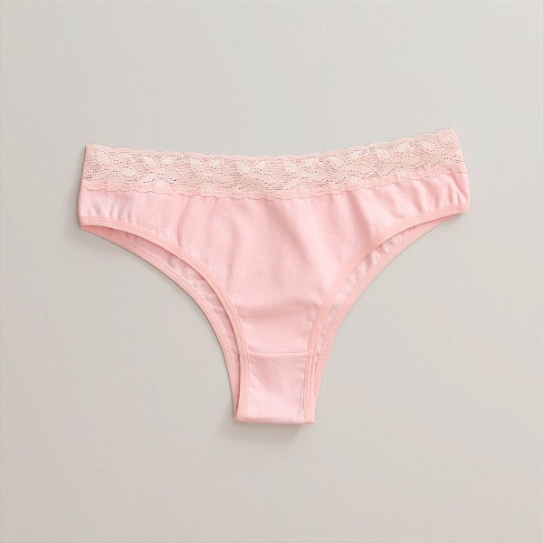 Calcinha de Algodão Tanga Renda Isabela Rosa Bebe 25-BB