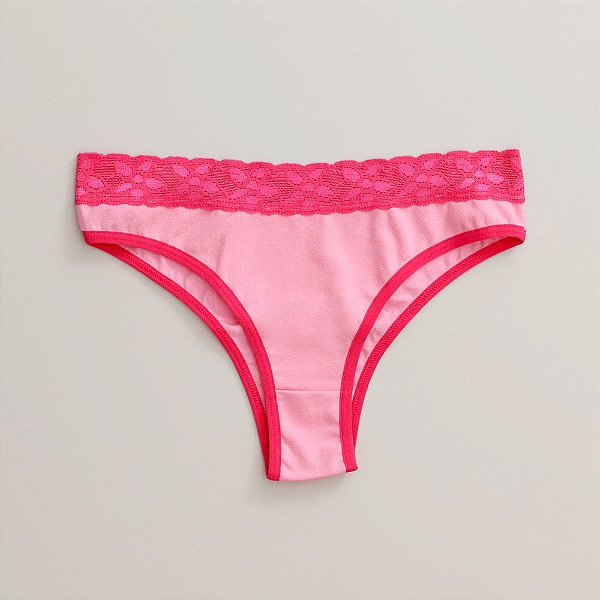 Calcinha de Algodão Tanga Renda Isabela Barby 25-BY