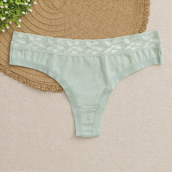 Calcinha de Algodão Fio Dental Romance Theos 28TH