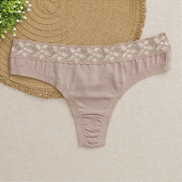 Calcinha de Algodão Fio Dental Romance Chocolate 28-CH