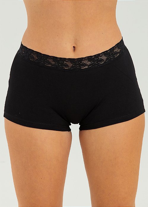 Calcinha Boxer Feminina De Algodão Ana Preto 50-PR