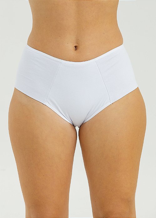 Calcinha de algodão Tanga Lateral e Frente Dupla Emily Branco 43-BR