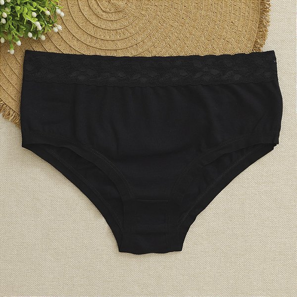Calcinha De Algodão Tanga Alta Sofia Preto 16PR