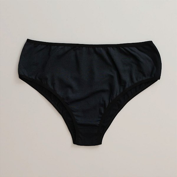 Calcinha De Algodão Tanga Alta Plus Size Angela Preto 40-PR