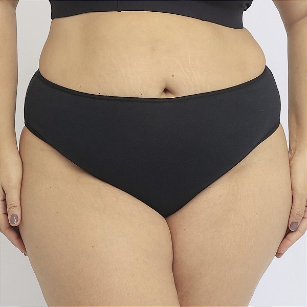 Calcinha De Algodão Tanga Alta Plus Size Angela Preto 40-PR