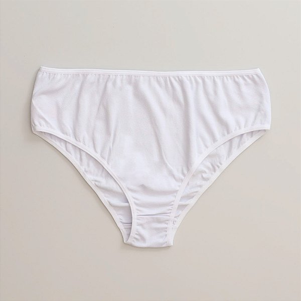 Calcinha De Algodão Tanga Alta Plus Size Ângela Branco 40-BR