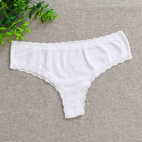 Calcinhas De Algodão Semi Fio Dental Boreale Injoy Branco 49BR