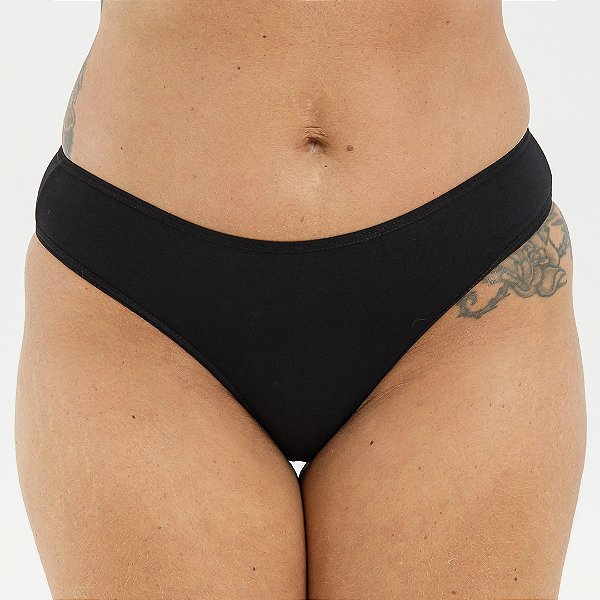 Calcinha De Algodão Tanga Alta Mari Preto 53PR