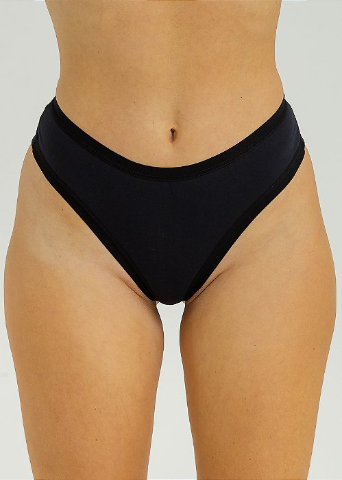 Calcinha De Algodão Fio Duplo Lia Preto 51PR