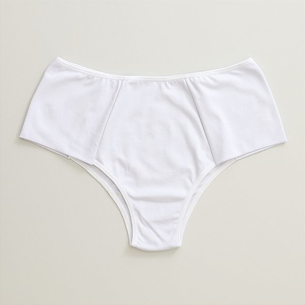 Calcinha de Algodão Tanga Lateral e Frente Dupla Plus Emily Branco 54-BR