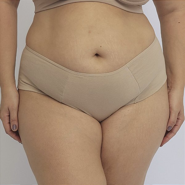 Calcinha de Algodão Tanga Lateral e Frente Dupla Plus Emily Chocolate 54-CH