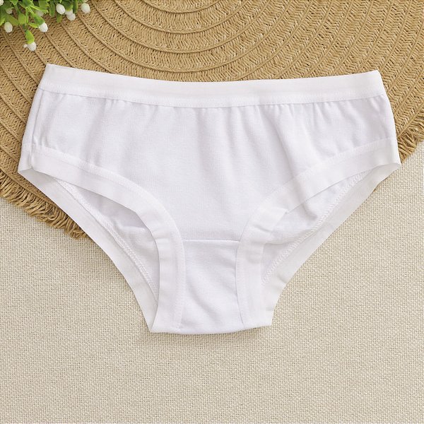 Calcinha de Algodão Infantil Maitê de Elástico Aberto Branco 17-BR