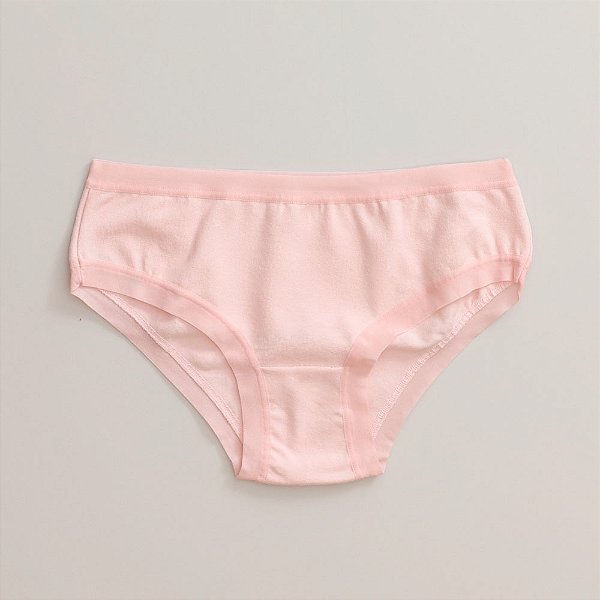 Calcinha de Algodão Infantil Maitê de Elástico Aberto Rosa Bebe 17-BB