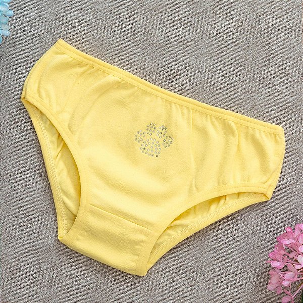 Calcinha De Algodão Infantil Isadora de Stras Amarelo 30-AM