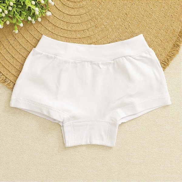 Calcinha de Algodão Boxer Infantil Charlotte Branco 57-BR