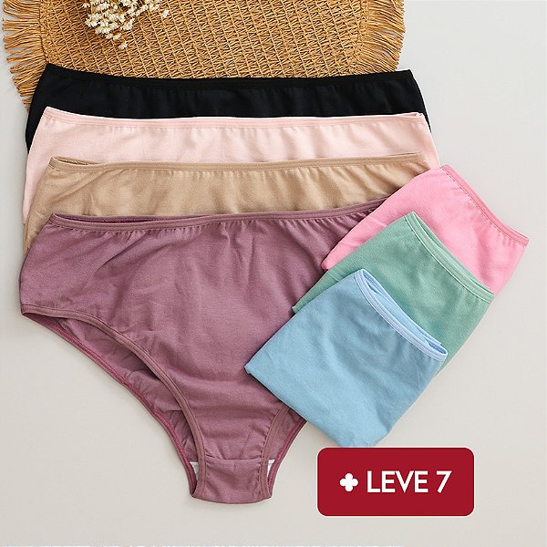Kit Semaninha 7 Calcinhas de Algodão Tanga Alta Sortida 40