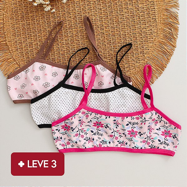 Kit de 3 Top de Algodão Infantil Estampada Sortida 70