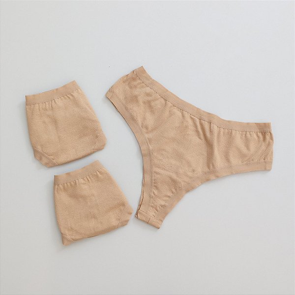 Kit 3 Calcinhas de Algodão Fio Duplo Lia Chocolate K3-51-CH