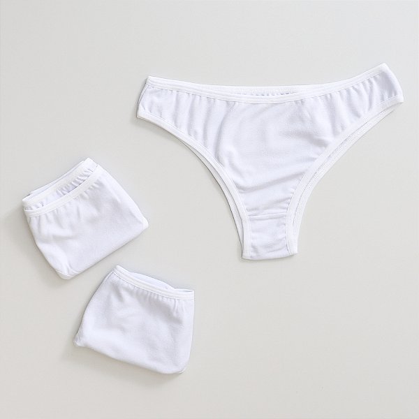 Kit de 3 Calcinhas De Algodão Tanga Delicatta Branca K3-02-BR