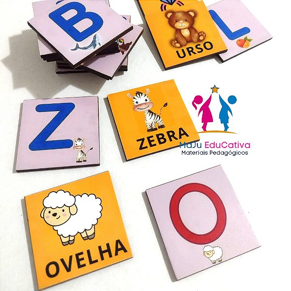 Jogo da Memória Educativo Letras e Figuras Alfabeto Infantil