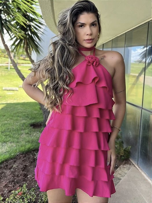 Vestido Babado Flor