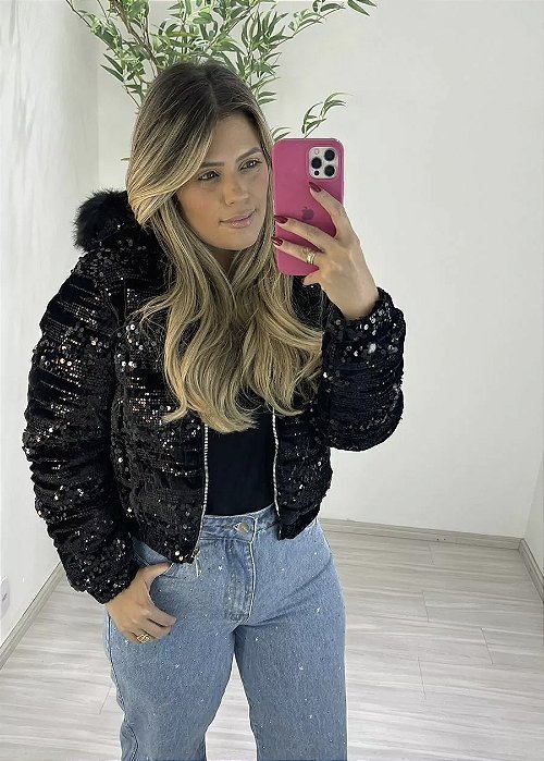 Jaqueta Puffer Paetê