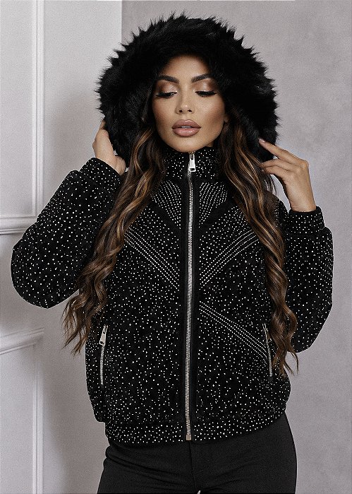 Jaqueta Puffer Strass