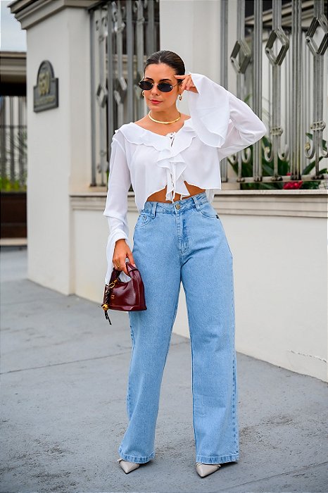 Calça Feminina Jeans Wide Leg Clarinha Godli