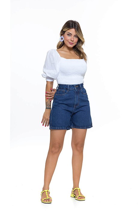 Shorts Feminino Jeans Mom Stone Godli