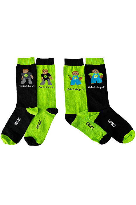 Meia Whatsapp Jr e Pix da Silva Jr - Preta ou Verde