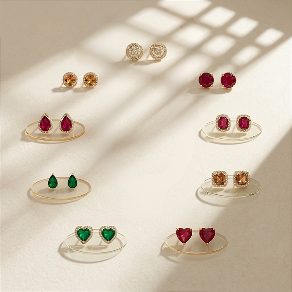 BRINCOS DE ZIRCONIAS COLORS E WHITE