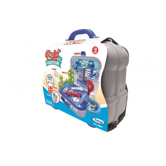 Maleta Playset Doctor Xalingo 20 Peças Cinza E Azul