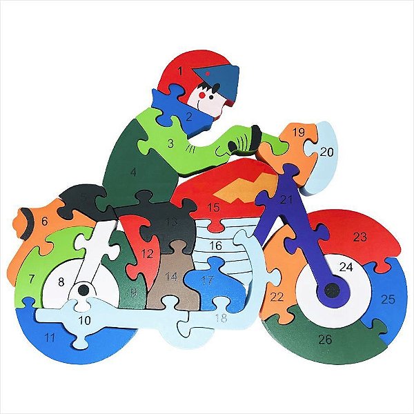 BRINQUEDO EDUCATIVO QUEBRA-CABEÇA  DE MDF  MOTO