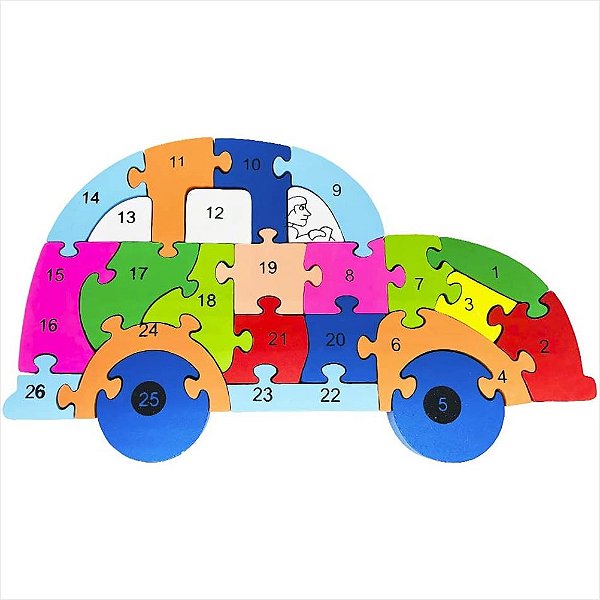 QUEBRA CABEÇA DE MDF CARRINHO 26 PEÇAS - TOY MIX