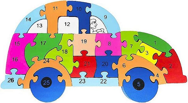 QUEBRA CABEÇA DE MDF CARRINHO 26 PEÇAS - TOY MIX