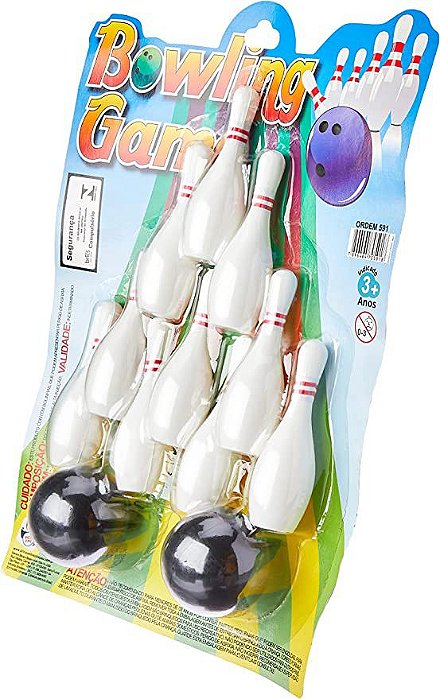 Mini Jogo De Boliche Com 10 Pinos 9,5Cm Brinquedo Infantil - Feira