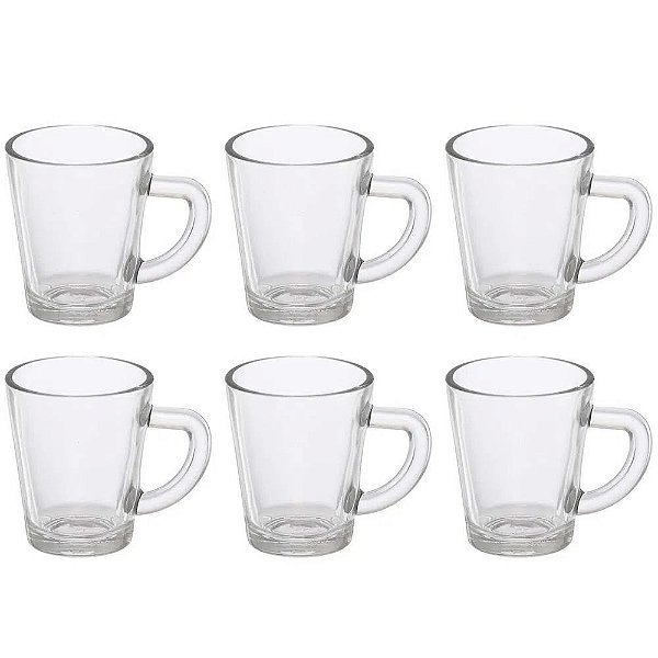 JOGO CANECA COM  6 PCS 70ML VIDRO