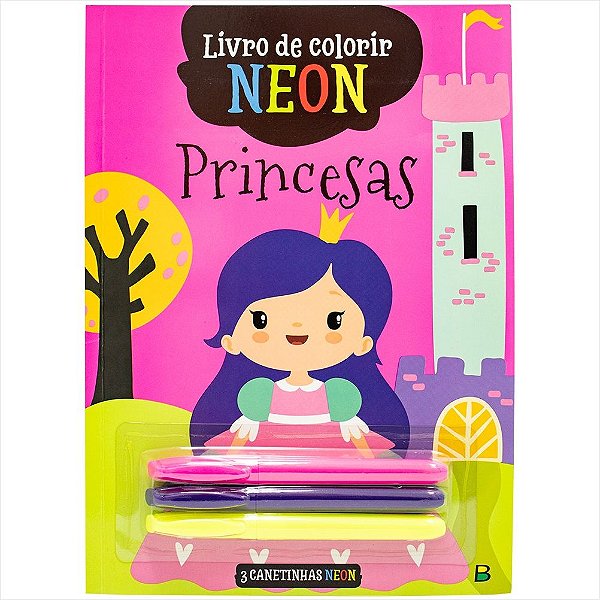 LIVRO DE COLORIR NEON PRINCESAS