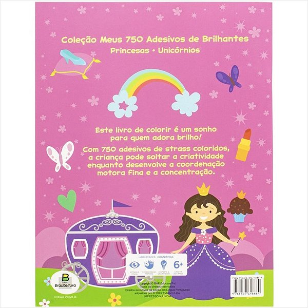 MEUS 750 ADESIVOS BRILHANTES  LIVRO DE COLORIR  PRINCESAS