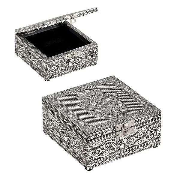 PORTA JOIAS 12,5X12,5CM DE METAL